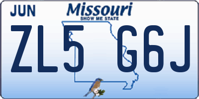MO license plate ZL5G6J