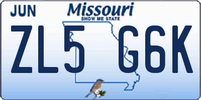 MO license plate ZL5G6K
