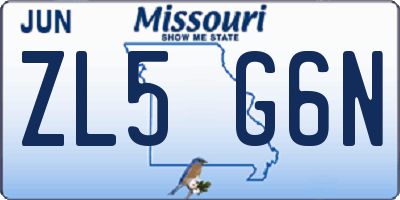 MO license plate ZL5G6N