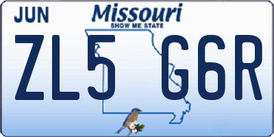 MO license plate ZL5G6R
