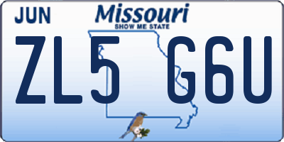 MO license plate ZL5G6U