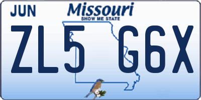 MO license plate ZL5G6X