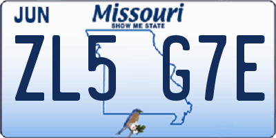 MO license plate ZL5G7E