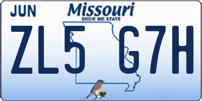 MO license plate ZL5G7H