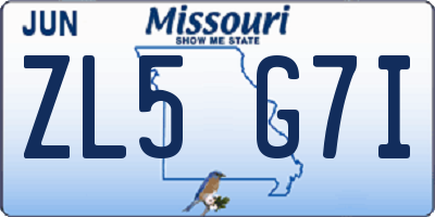 MO license plate ZL5G7I