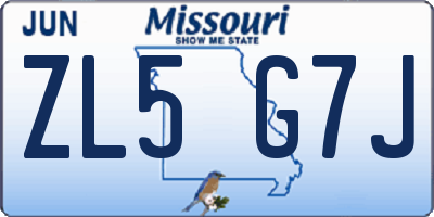MO license plate ZL5G7J