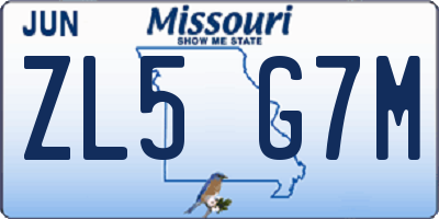MO license plate ZL5G7M