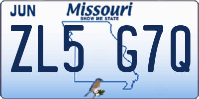 MO license plate ZL5G7Q