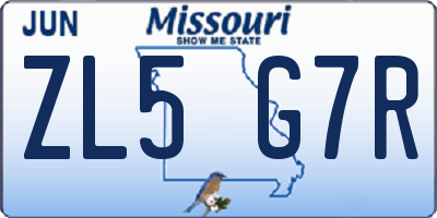 MO license plate ZL5G7R