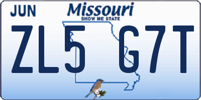 MO license plate ZL5G7T