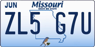 MO license plate ZL5G7U