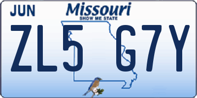 MO license plate ZL5G7Y