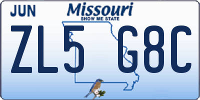 MO license plate ZL5G8C