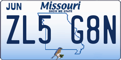 MO license plate ZL5G8N