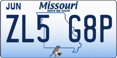 MO license plate ZL5G8P