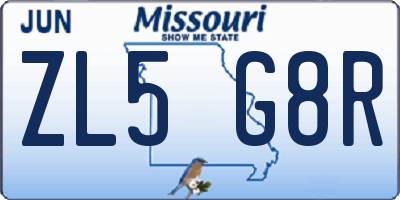 MO license plate ZL5G8R