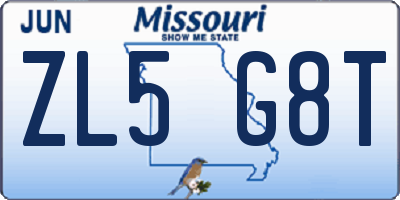 MO license plate ZL5G8T