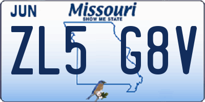MO license plate ZL5G8V