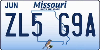 MO license plate ZL5G9A