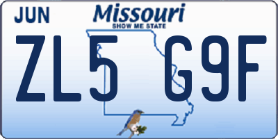 MO license plate ZL5G9F