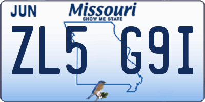 MO license plate ZL5G9I