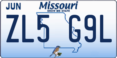 MO license plate ZL5G9L