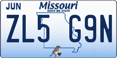 MO license plate ZL5G9N