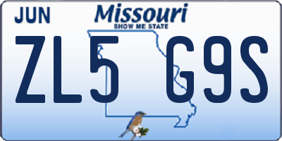 MO license plate ZL5G9S