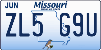 MO license plate ZL5G9U