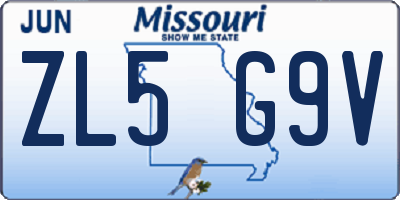 MO license plate ZL5G9V