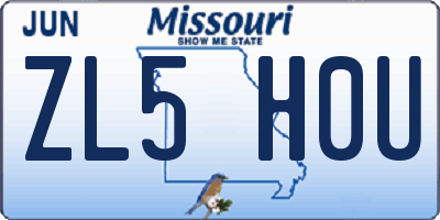 MO license plate ZL5H0U
