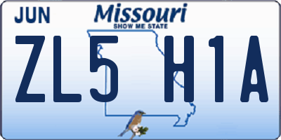 MO license plate ZL5H1A