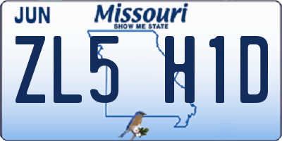 MO license plate ZL5H1D