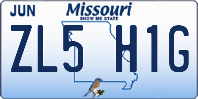 MO license plate ZL5H1G