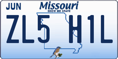 MO license plate ZL5H1L