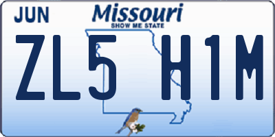 MO license plate ZL5H1M