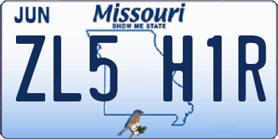 MO license plate ZL5H1R