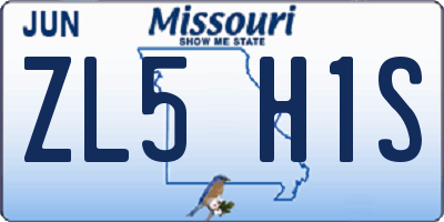 MO license plate ZL5H1S