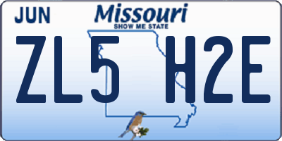 MO license plate ZL5H2E