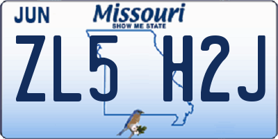 MO license plate ZL5H2J
