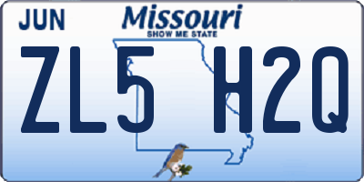 MO license plate ZL5H2Q