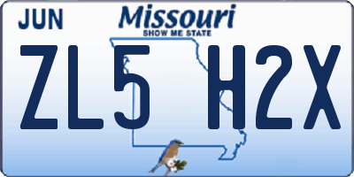 MO license plate ZL5H2X