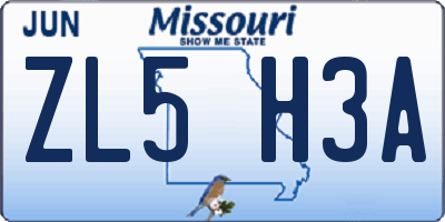 MO license plate ZL5H3A