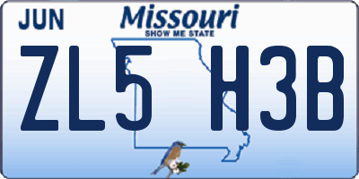 MO license plate ZL5H3B