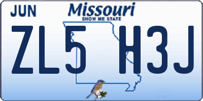 MO license plate ZL5H3J