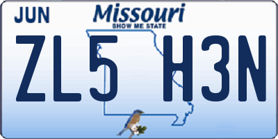MO license plate ZL5H3N