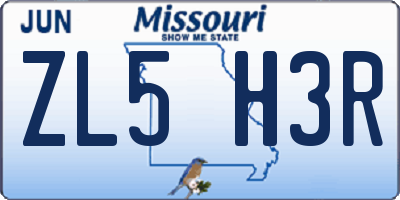 MO license plate ZL5H3R