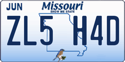 MO license plate ZL5H4D