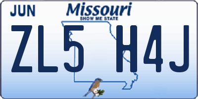 MO license plate ZL5H4J