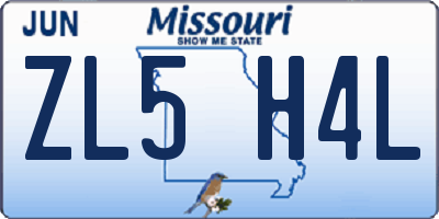 MO license plate ZL5H4L